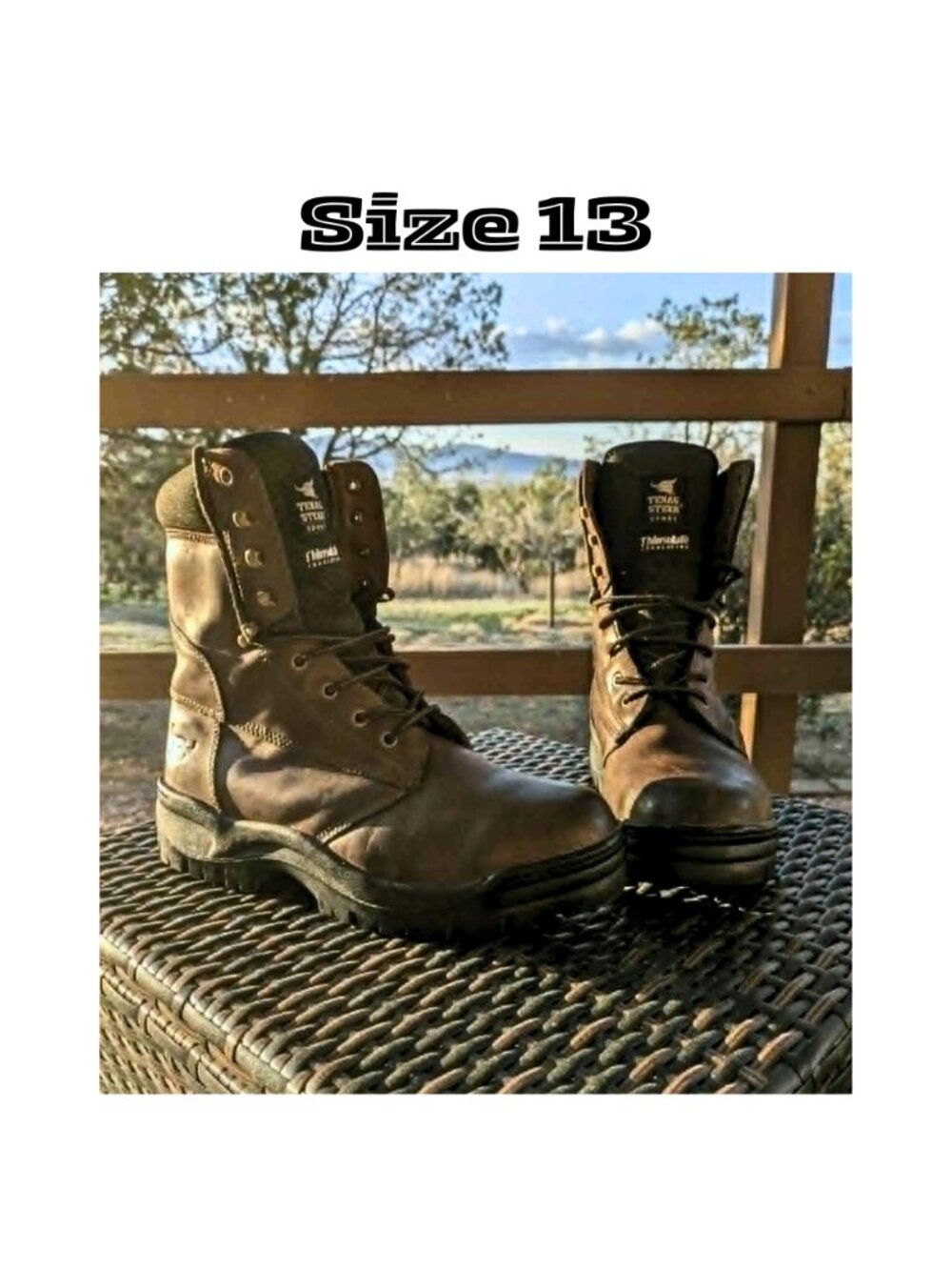 Texas Steer Sport Men's Genuine Leather Insulated Outdoor Work Boots Size 13